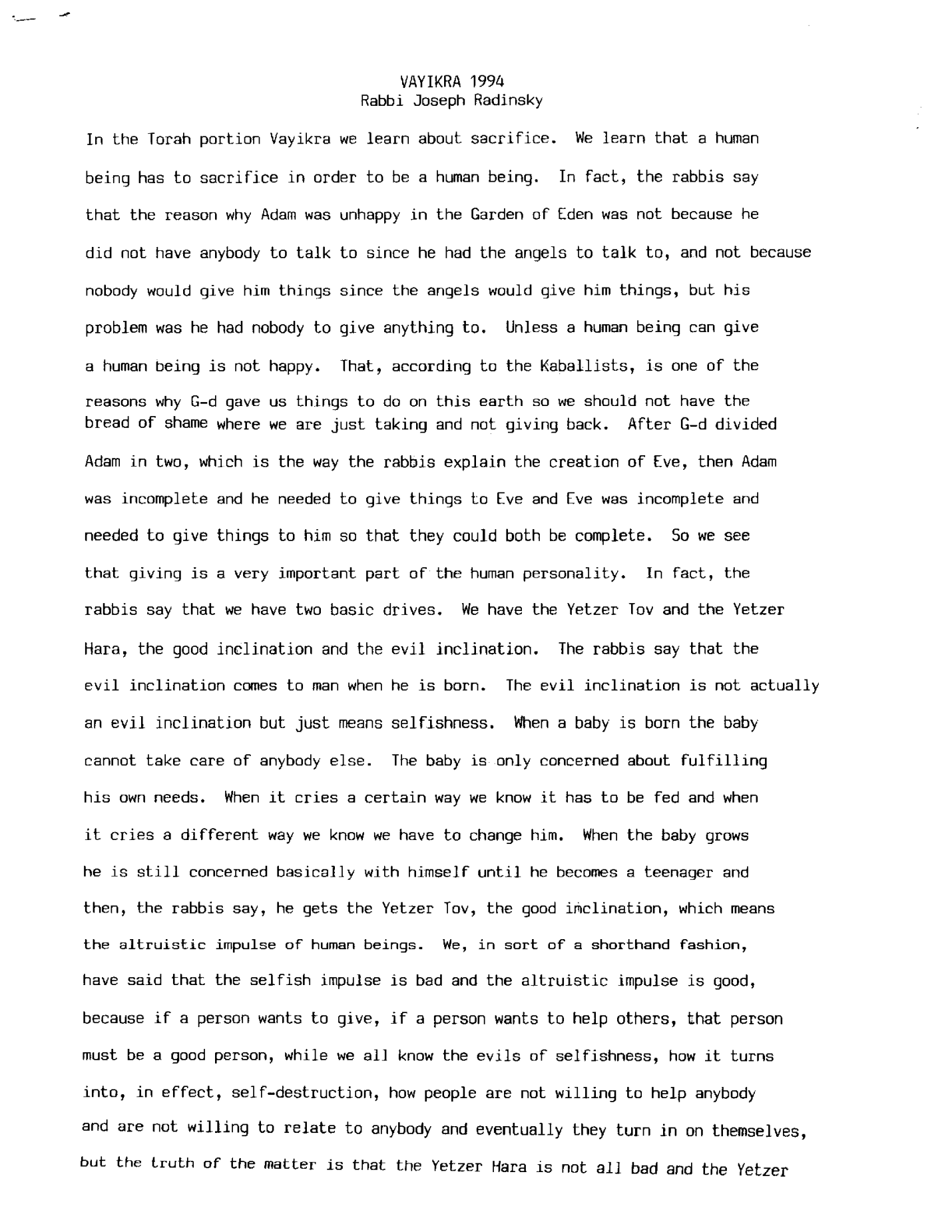 Vayikra 1994