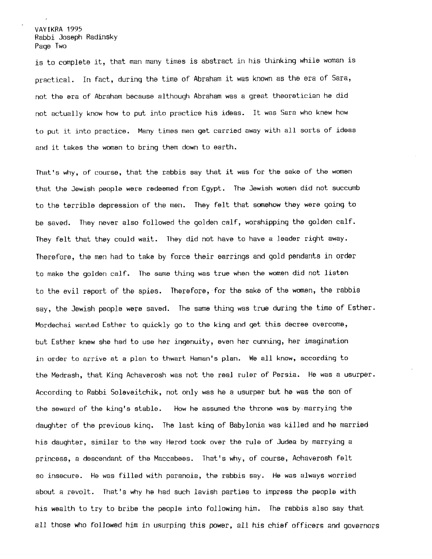 Vayikra 1995