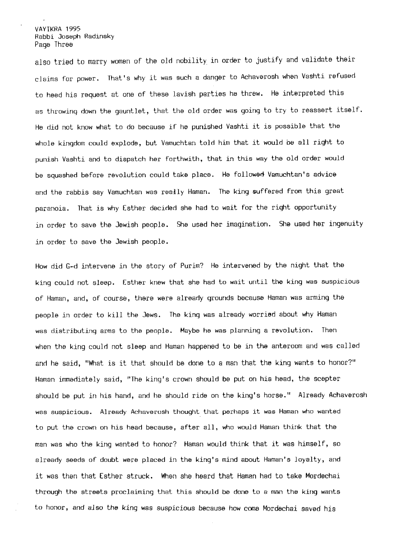 Vayikra 1995