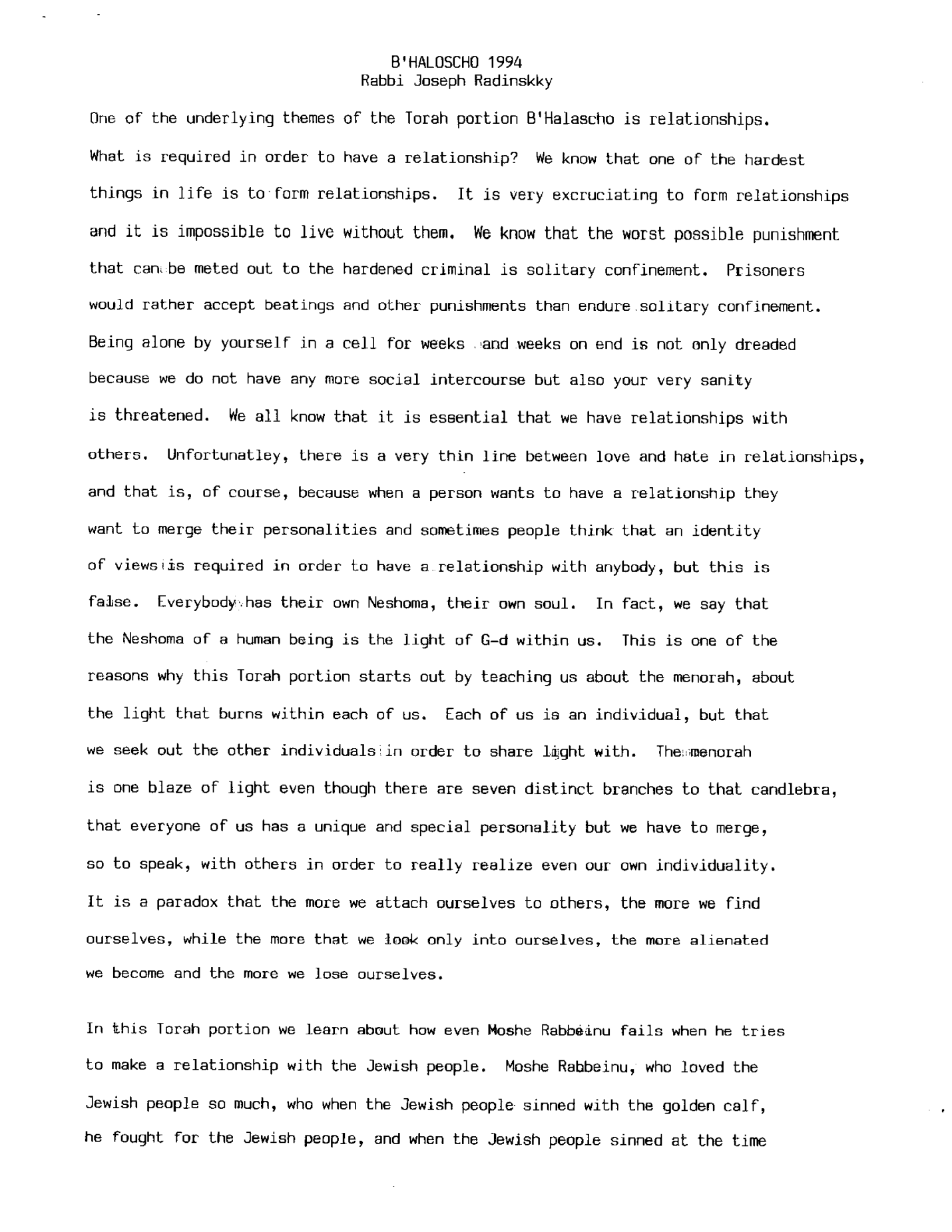 behalotecha 1994