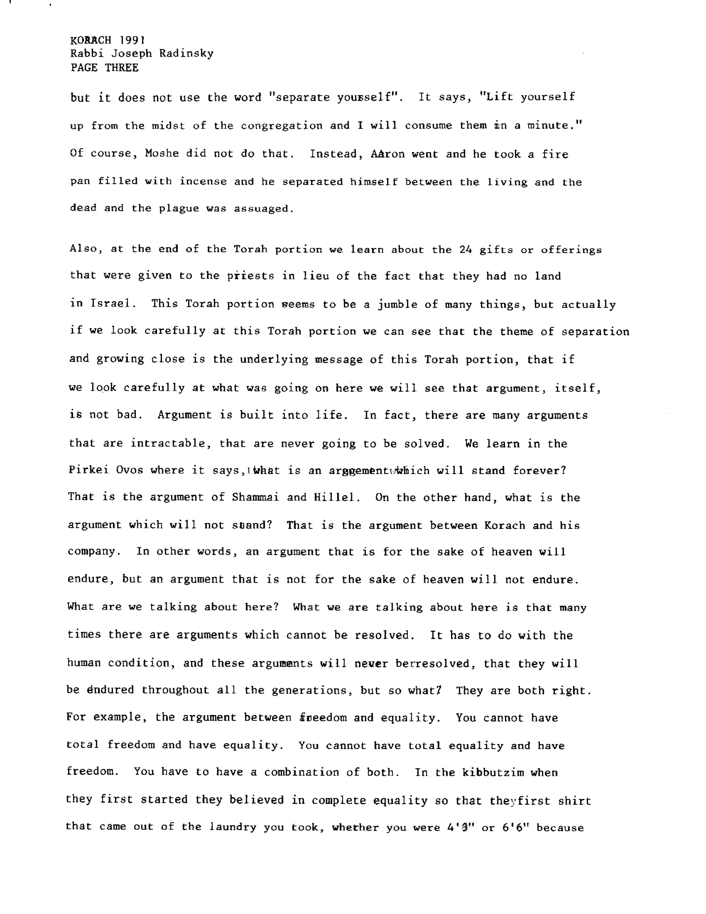 korach 1991