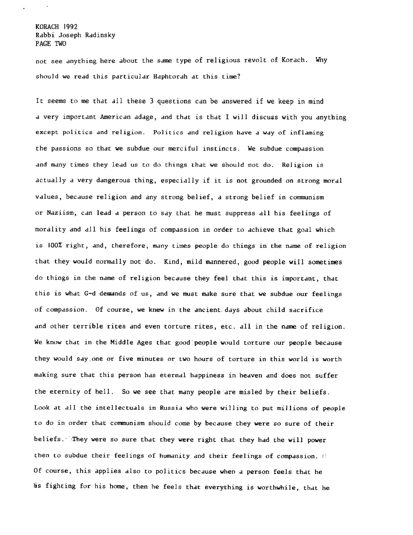 korach 1992