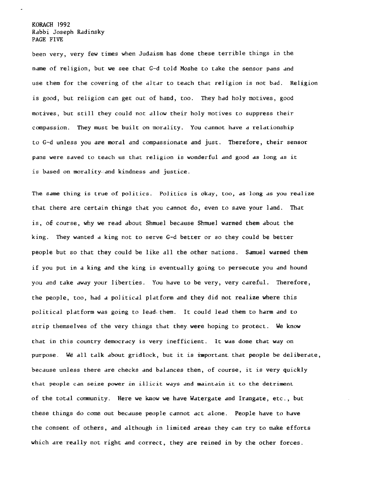 korach 1992