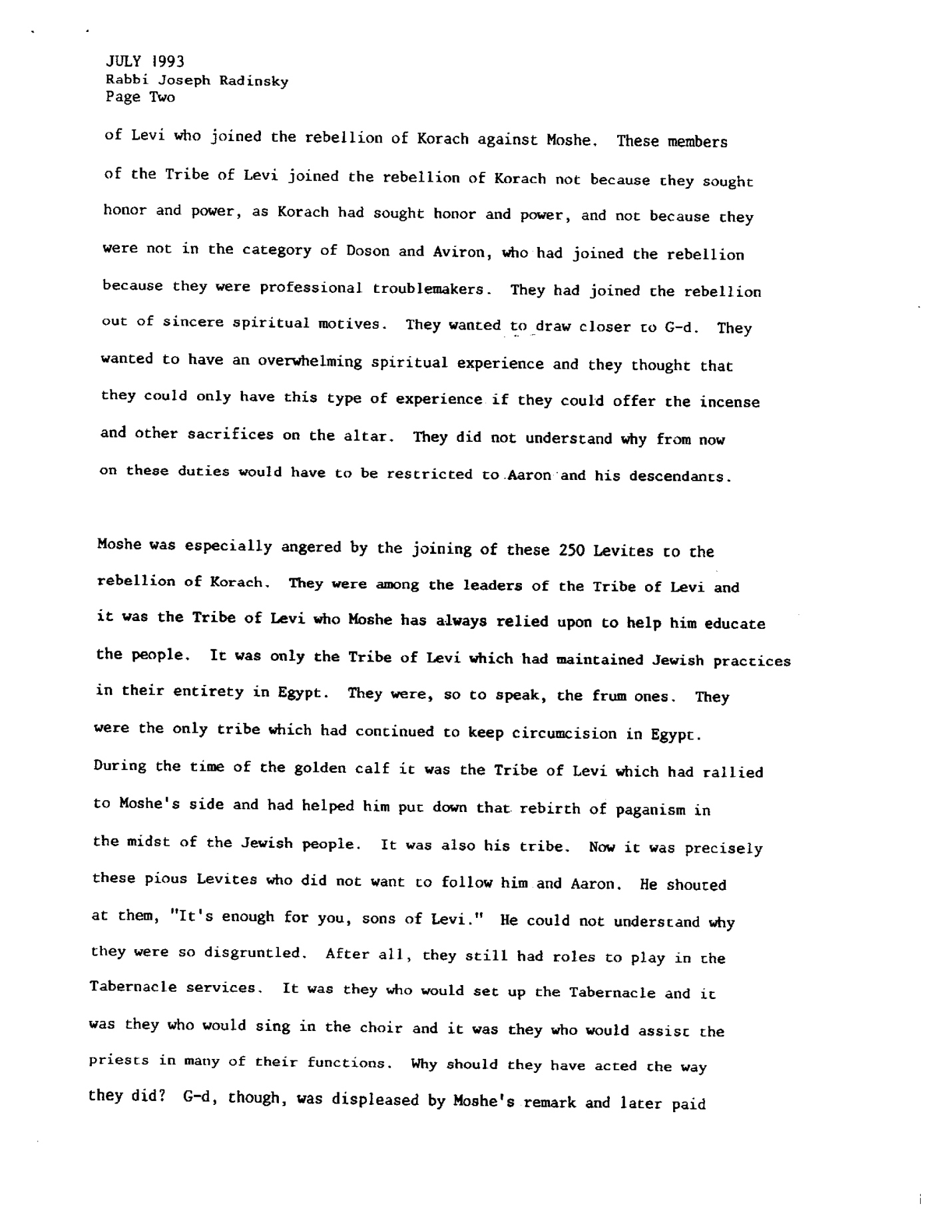 korach 1993