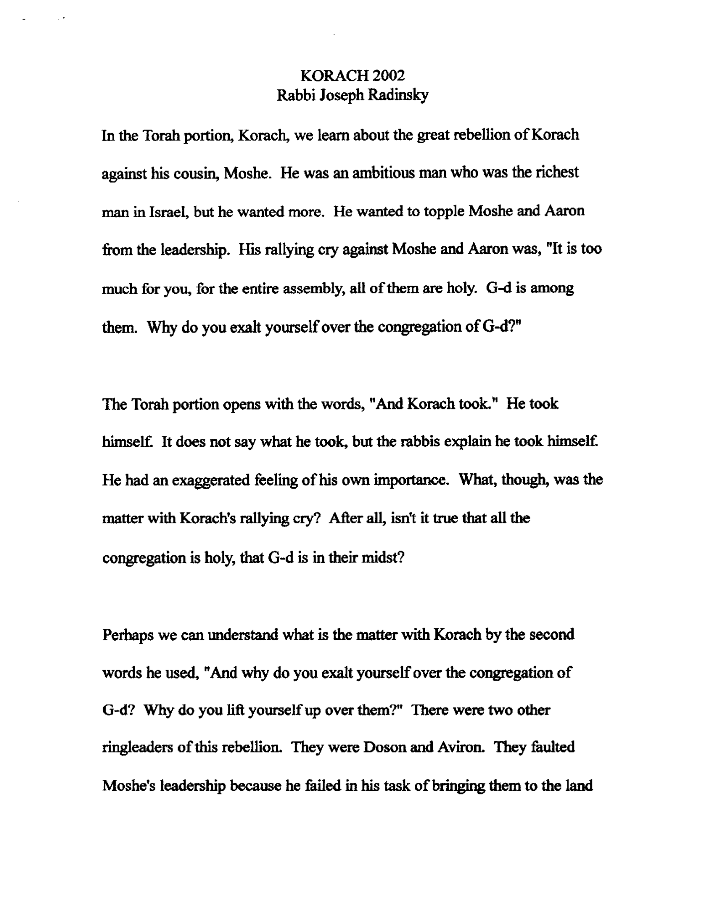 korach 2002
