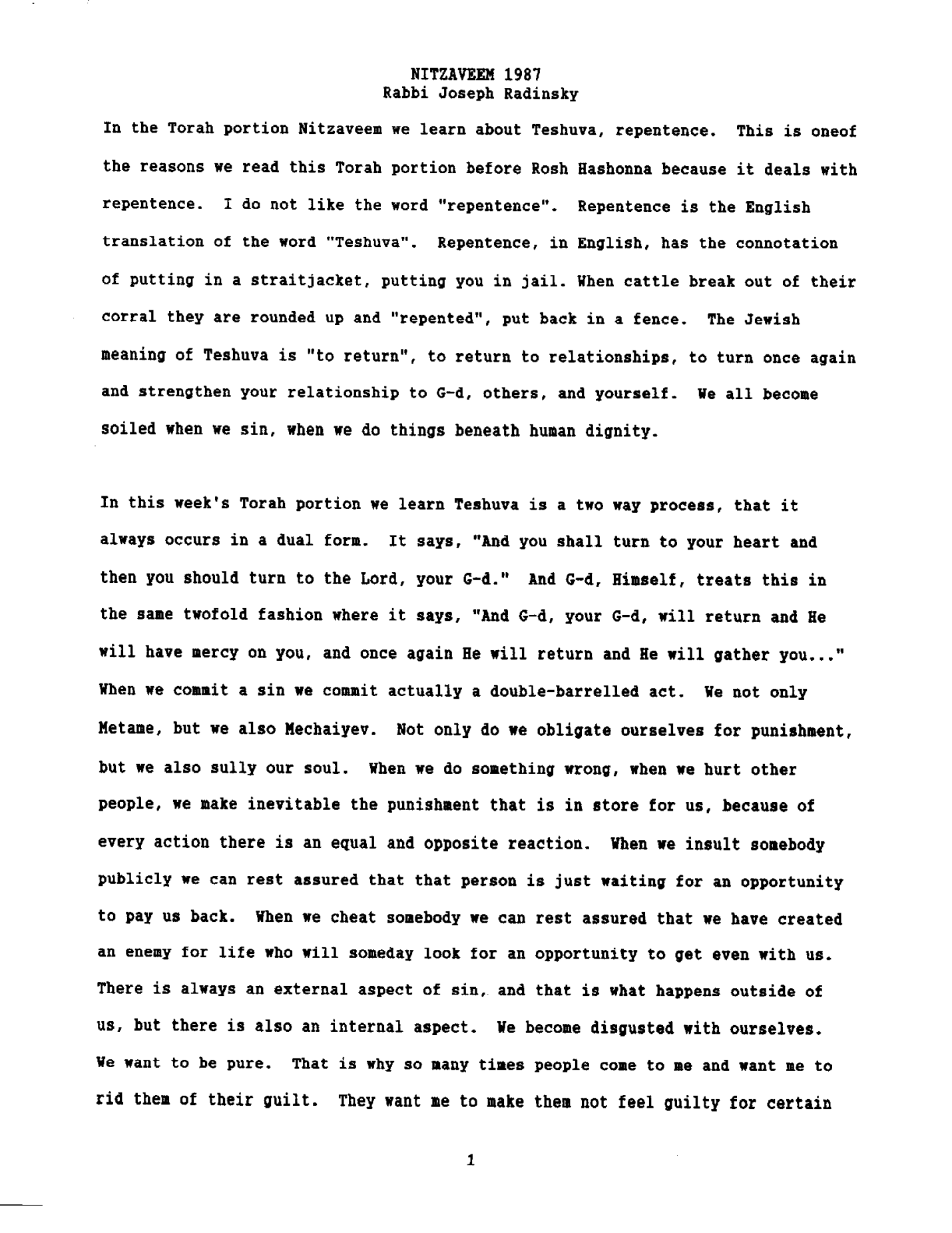 nitzavim 1987