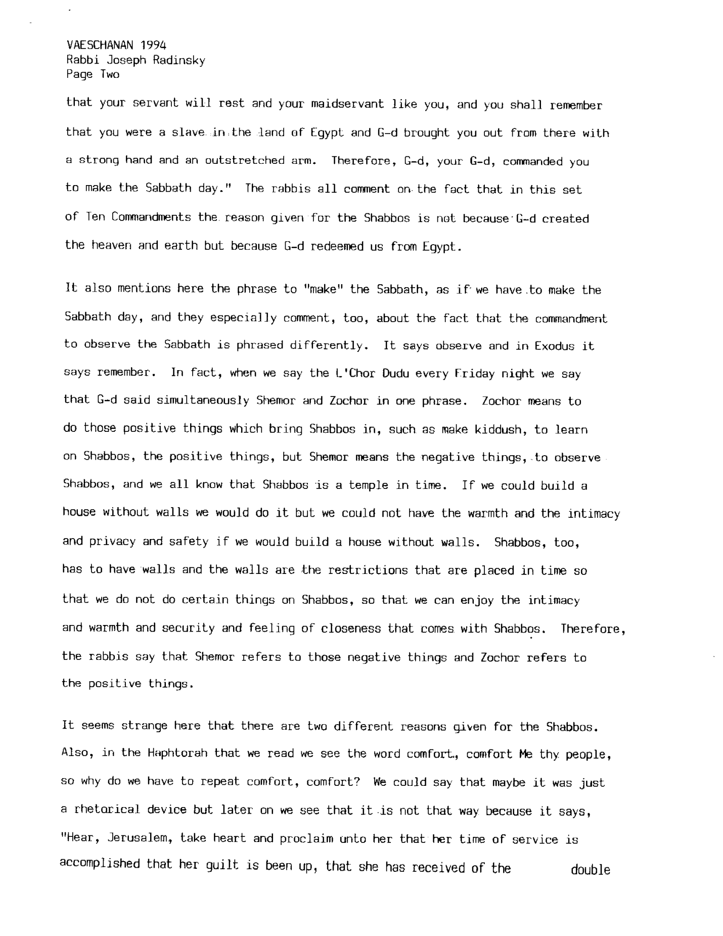 vaetchanan 1994
