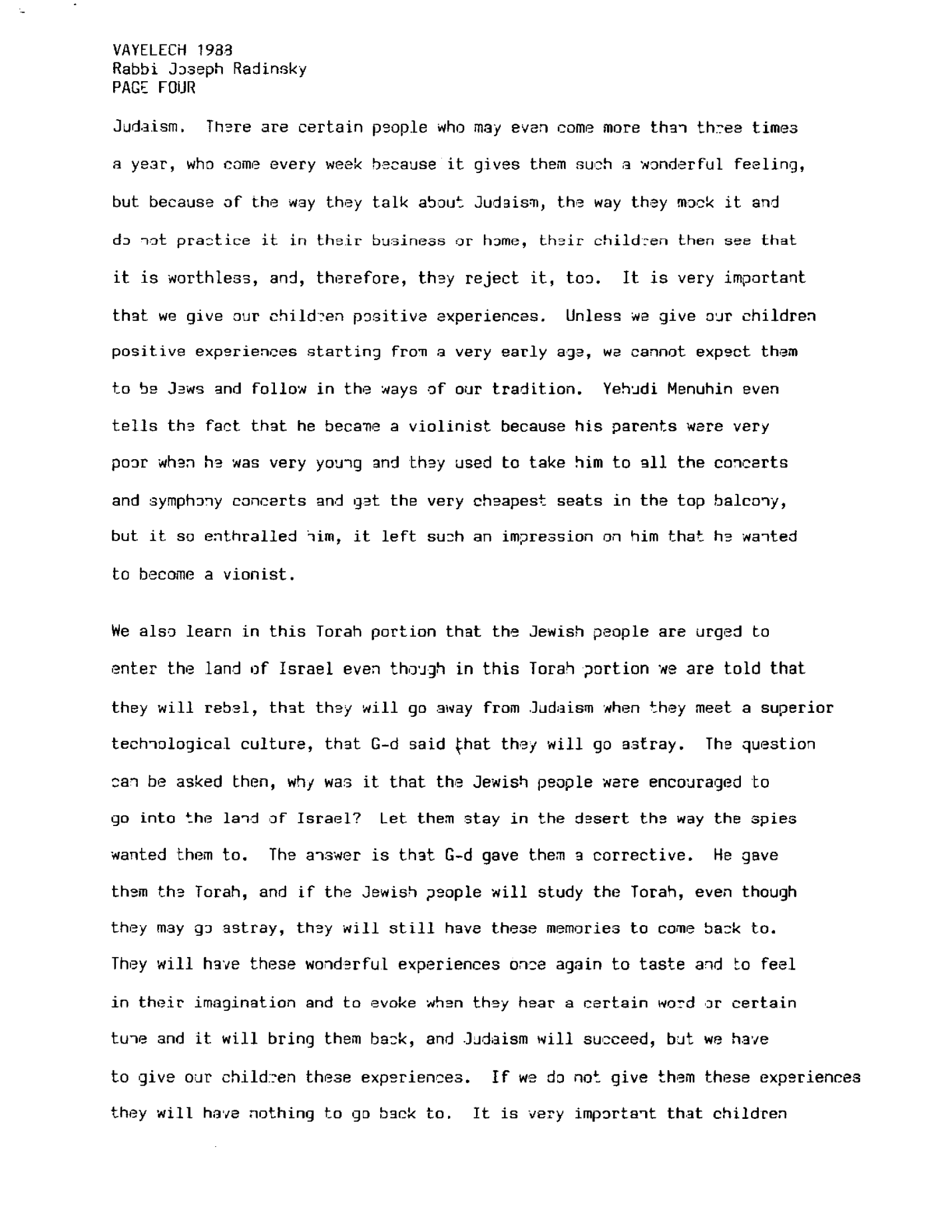 vayelech 1988