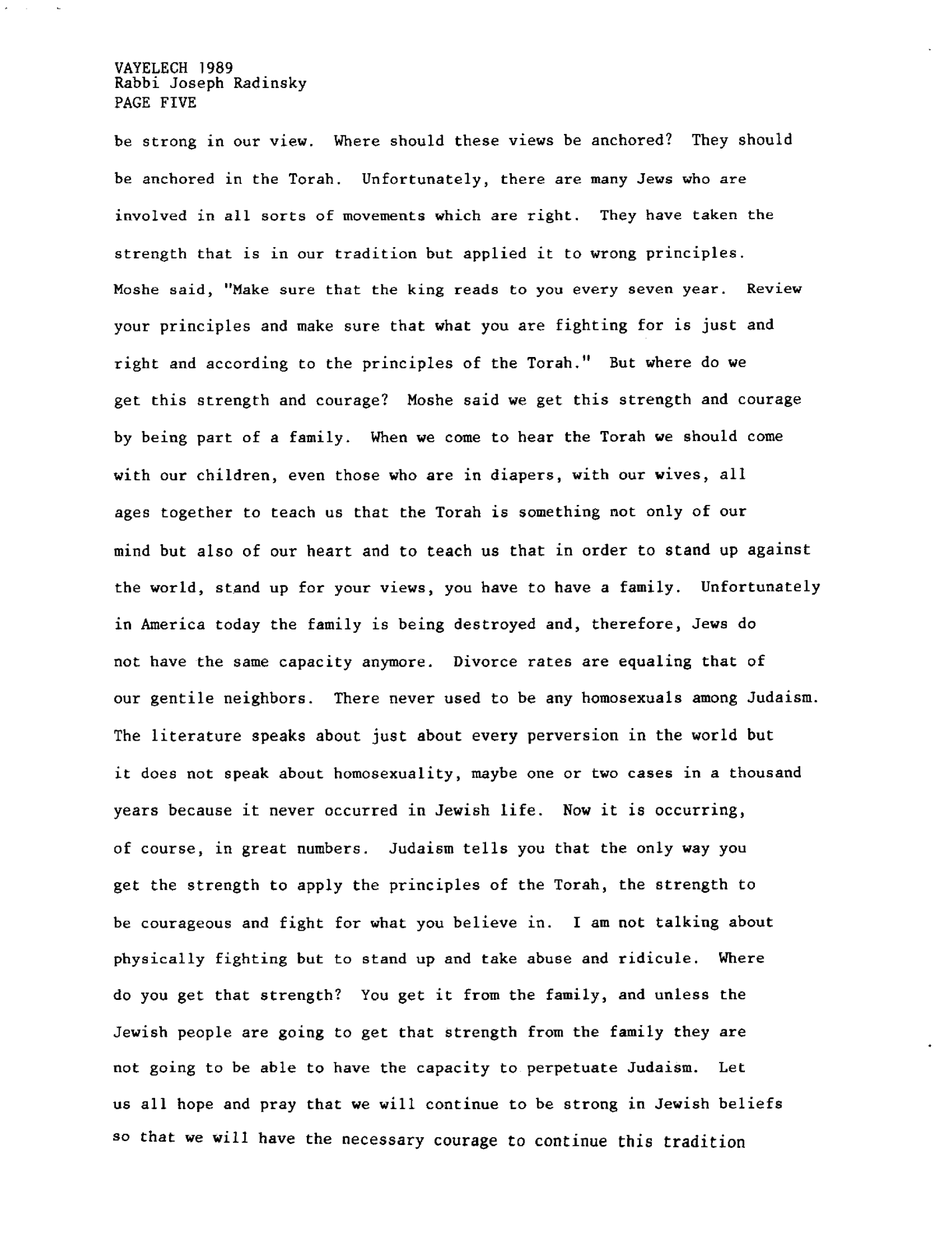 vayelech 1989