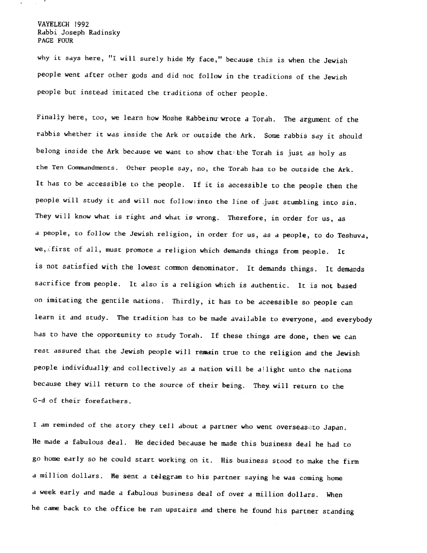vayelech 1992