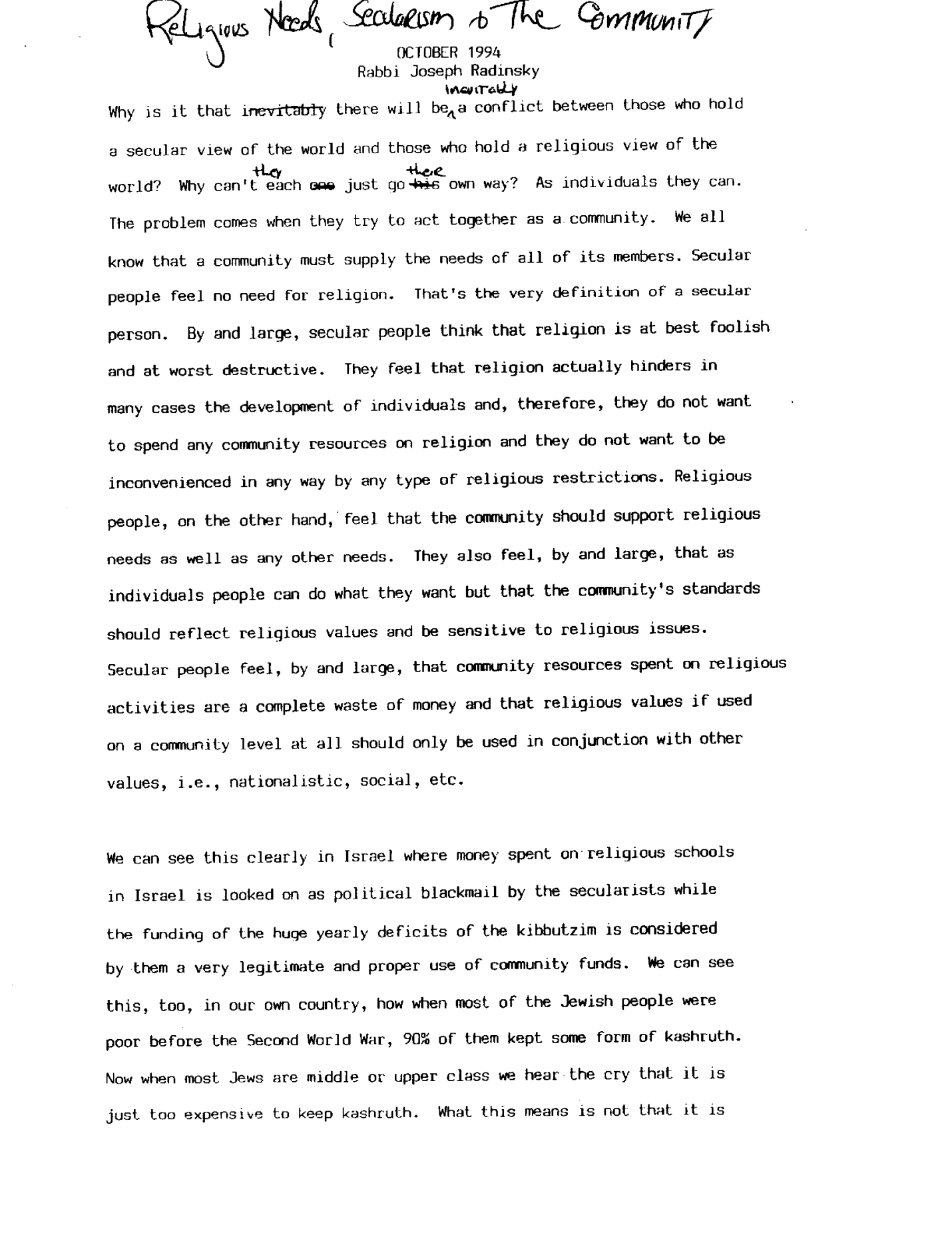 vayelech 1994