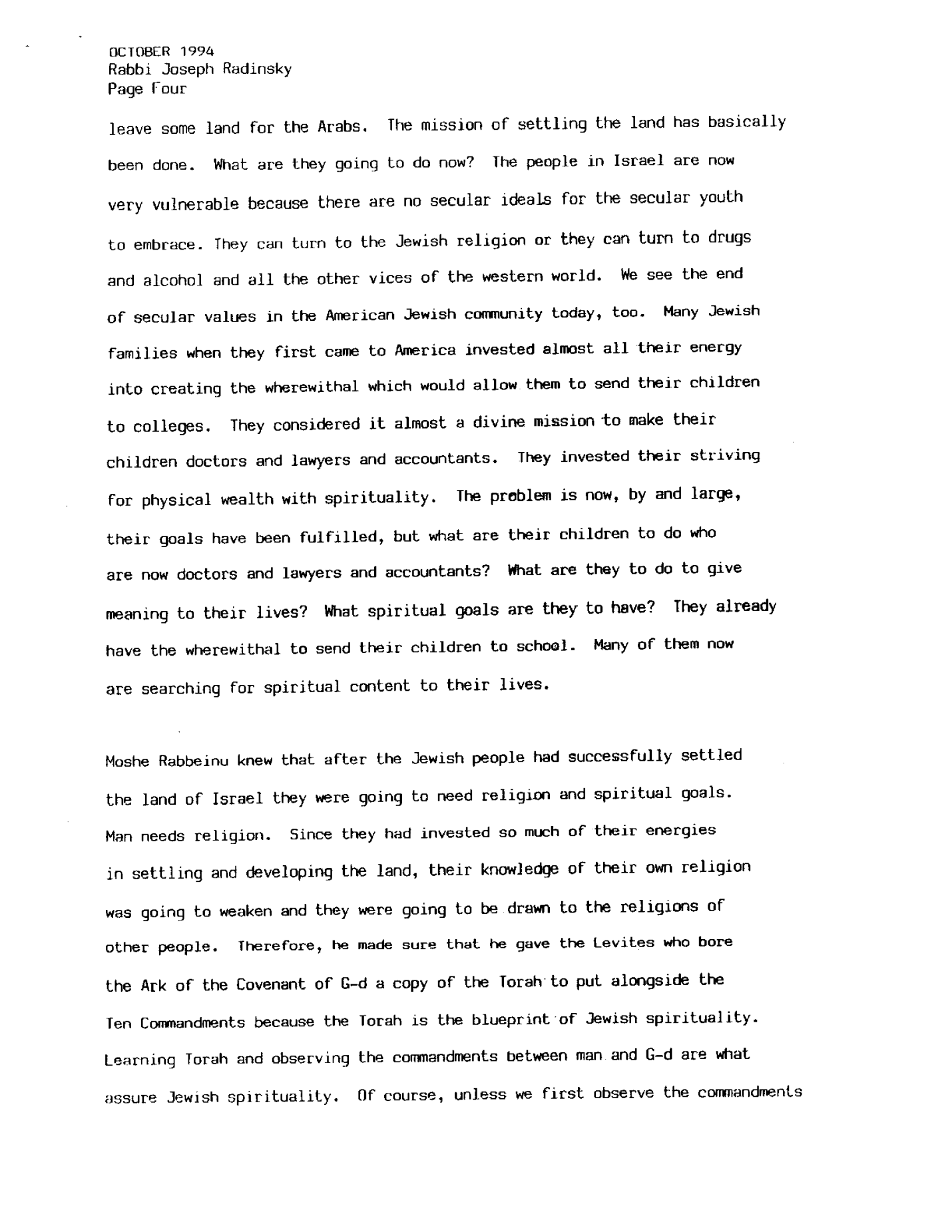 vayelech 1994