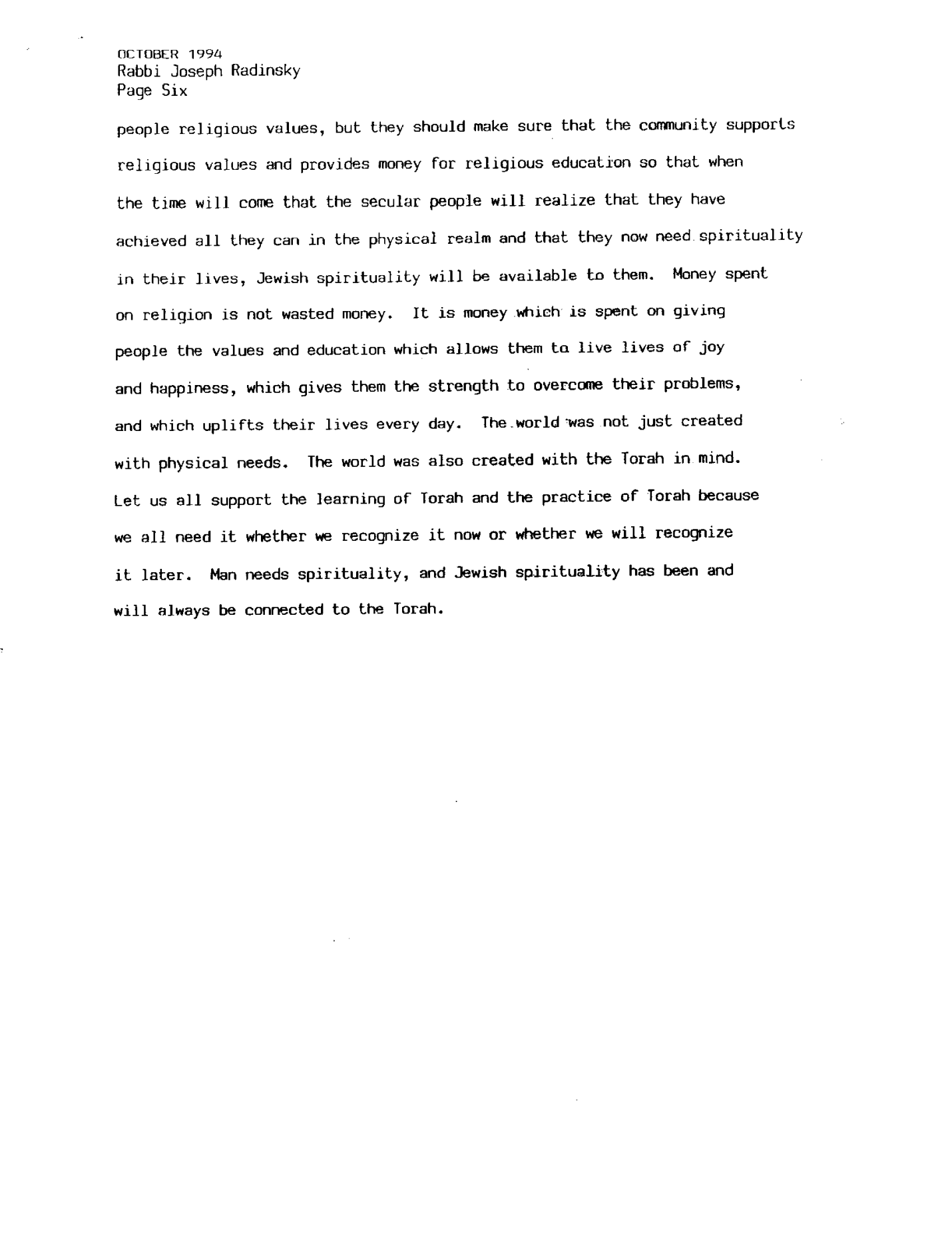 vayelech 1994