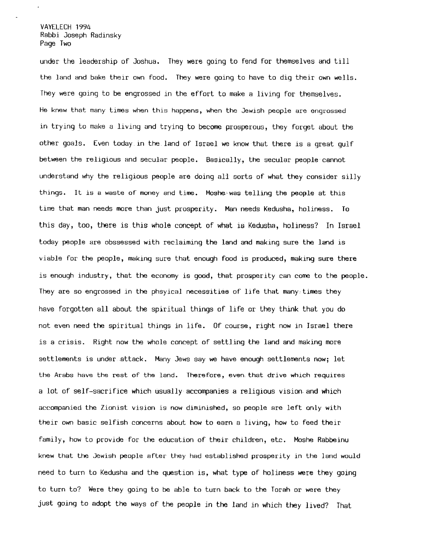 vayelech 1994