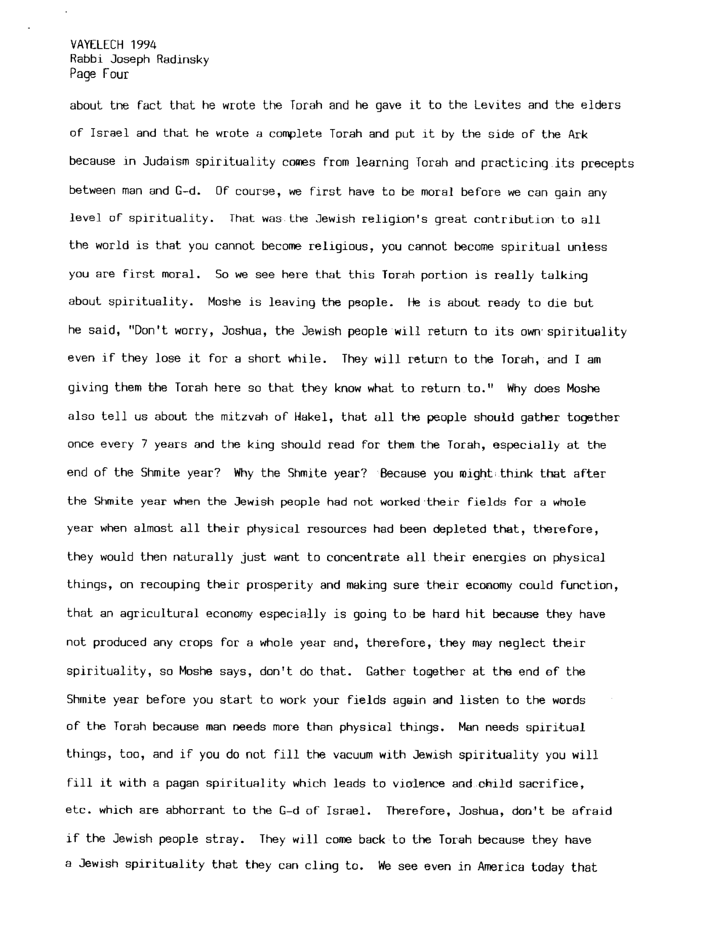 vayelech 1994